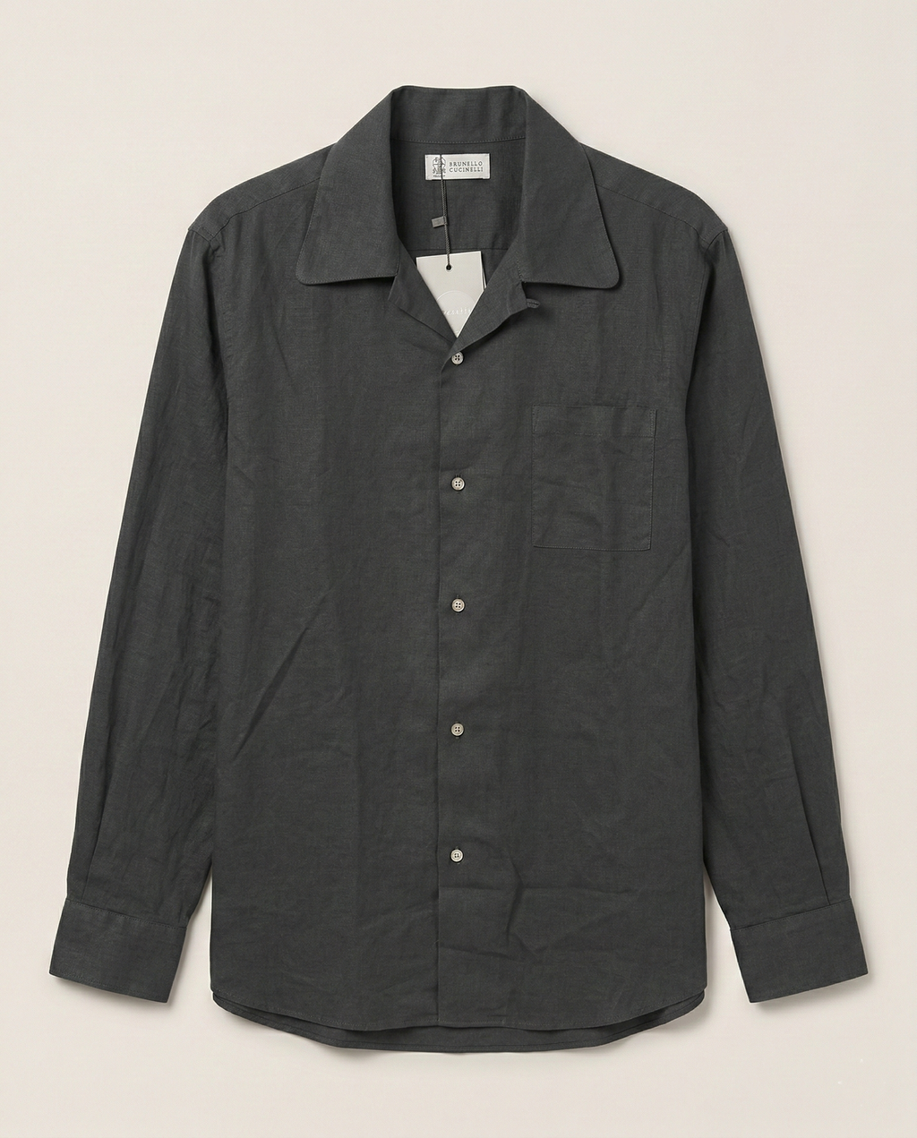 Brunello Cucinelli - Textured Linen-Blend Shirt - Charcoal Grey