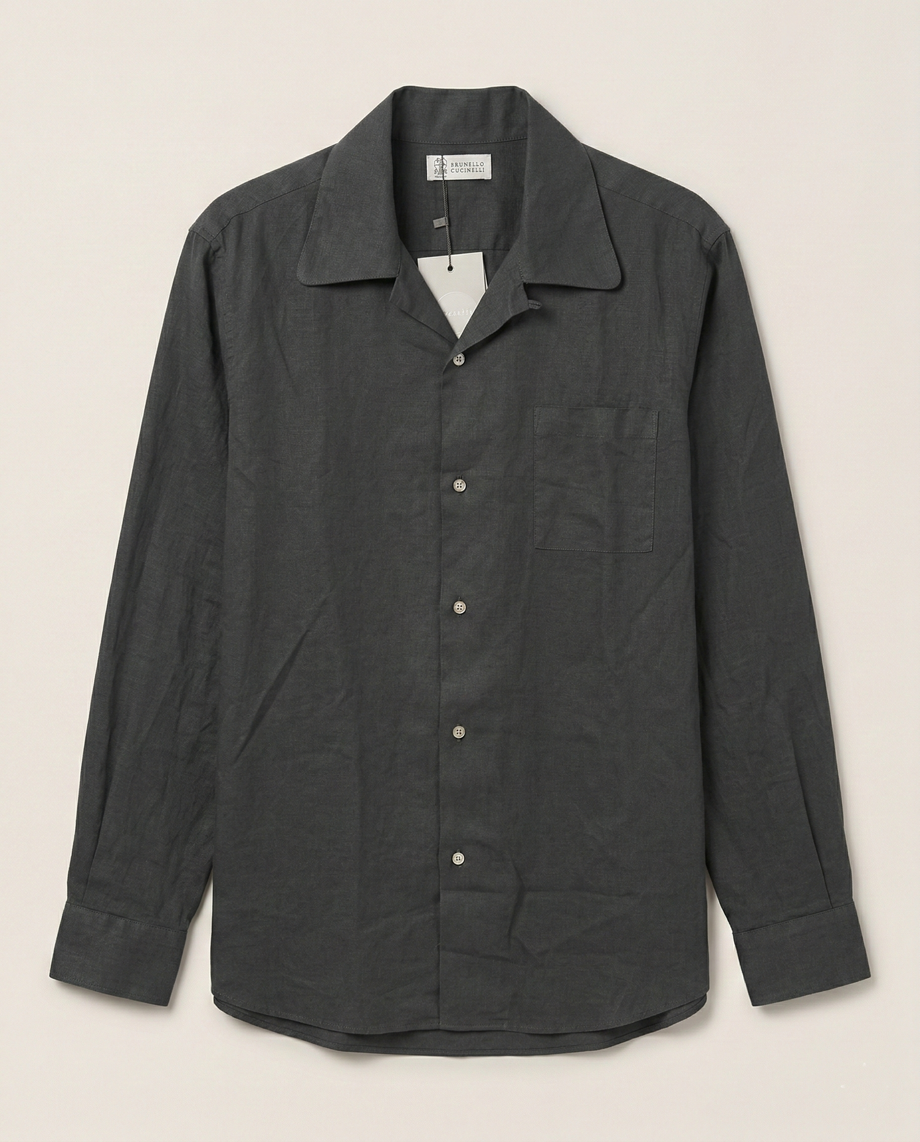 Brunello Cucinelli - Textured Linen-Blend Shirt - Charcoal Grey