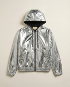 Gucci - Metallic Silver Laminated GG Monogram Hooded Jacket
