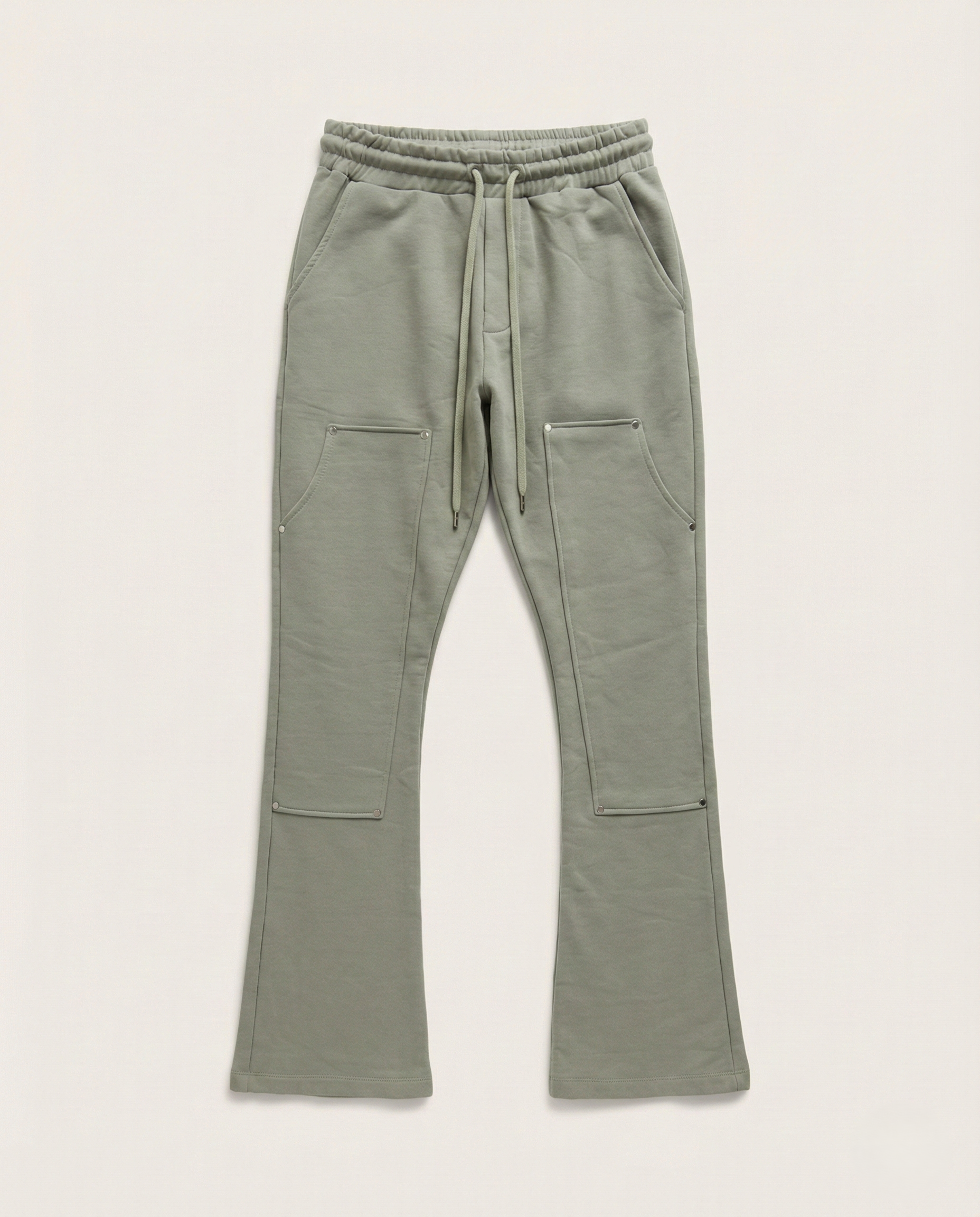 2Y Premium - Riveted Panel Flared Sweatpants – Dusty Olive