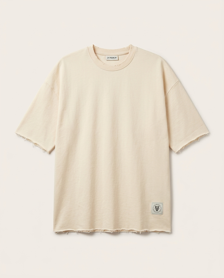 2Y Premium - Oversized Distressed Cotton T-Shirt in Sand – 2Y Premium Heritage Edition