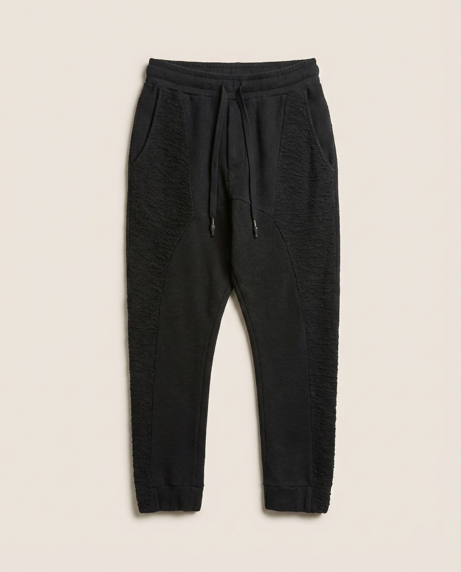 Black Island - Textured Panel Tapered Joggers | Jet Black