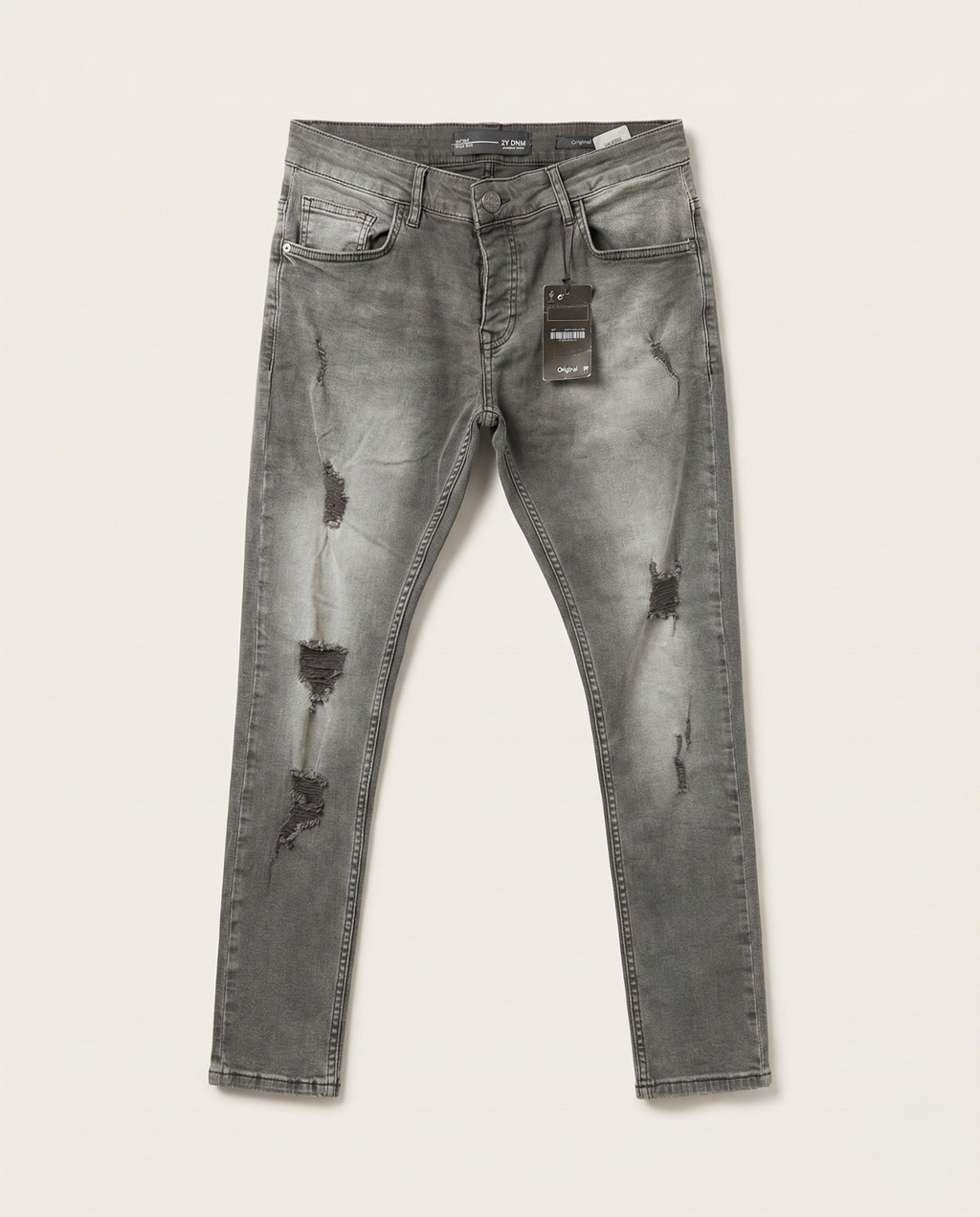2Y Premium - Distressed Skinny Jeans | Vintage Charcoal Wash