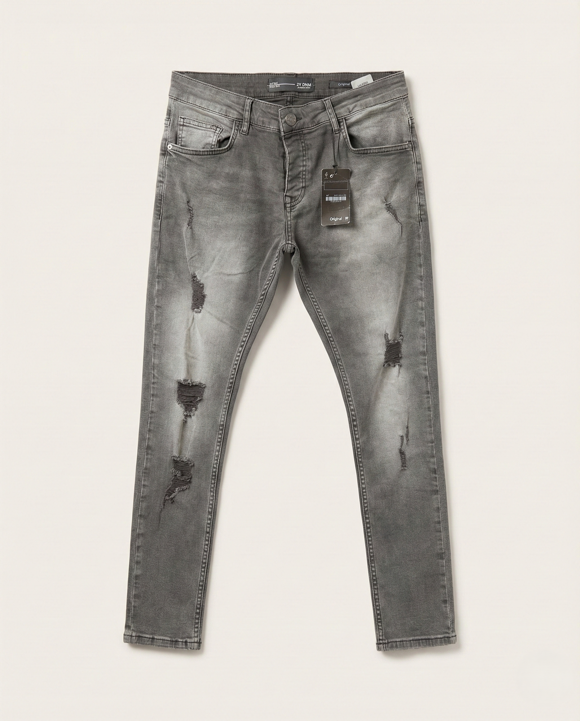 2Y Premium - Distressed Skinny Jeans | Vintage Charcoal Wash