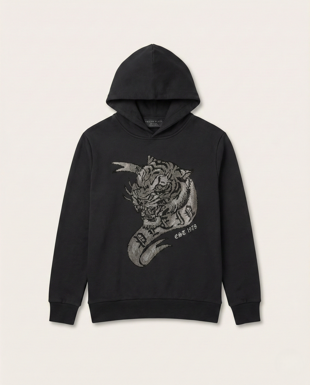 Philipp Plein - 'Platinum Tiger' Crystal Embellished Hoodie - Black