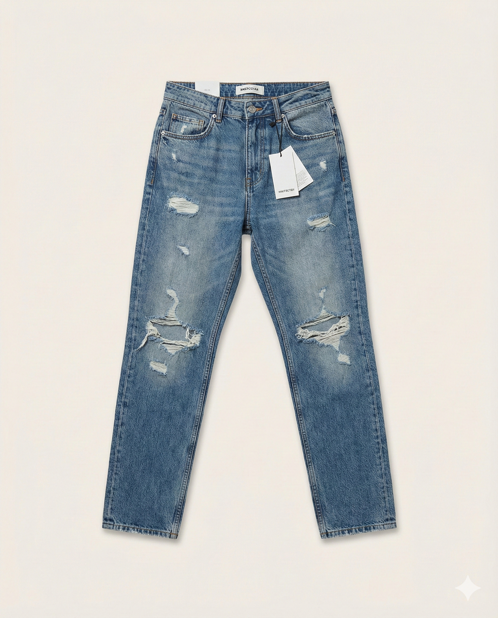 2y Premium - Vintage Medium Blue Ripped Jeans | Slim Tapered Fit