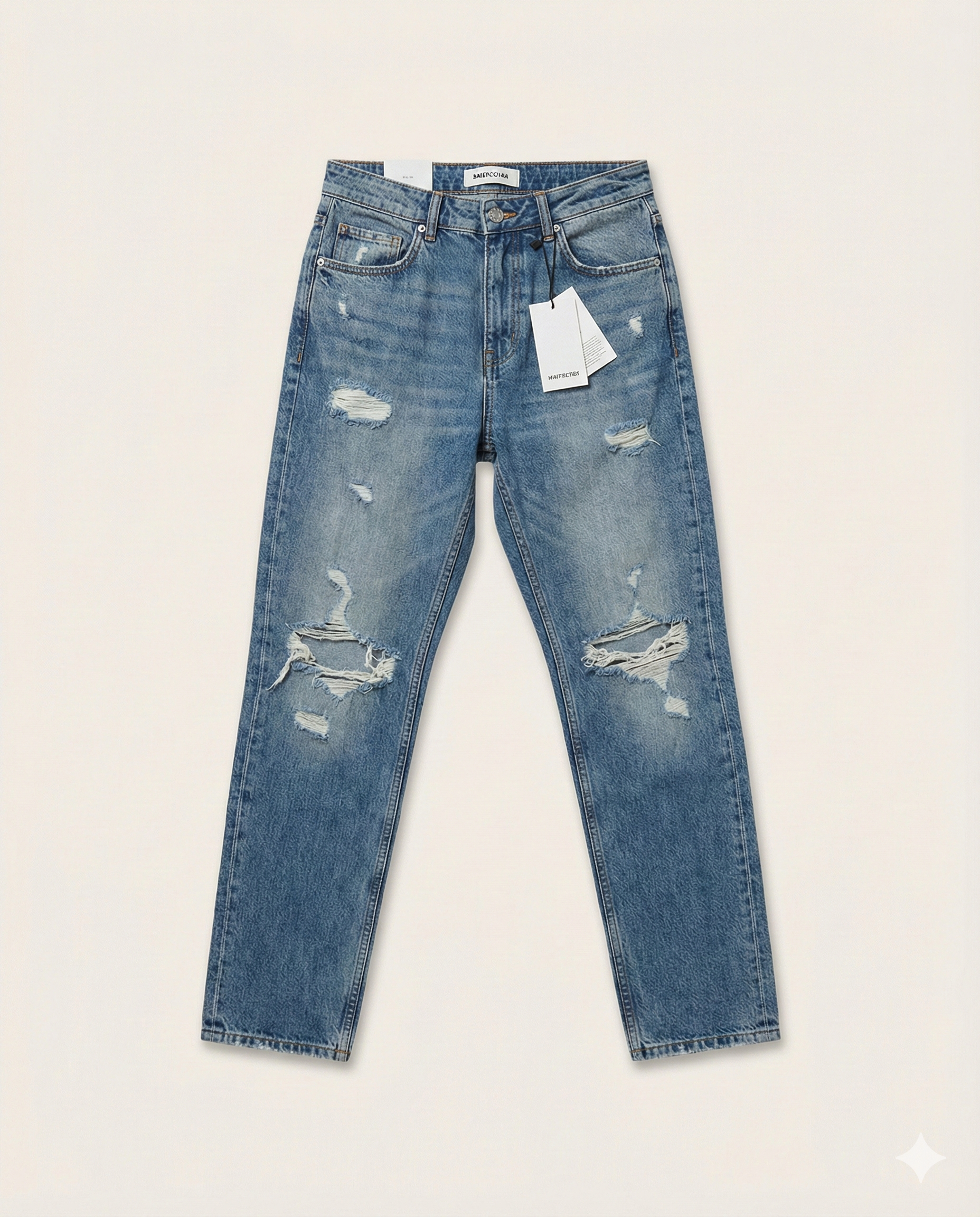2y Premium - Vintage Medium Blue Ripped Jeans | Slim Tapered Fit