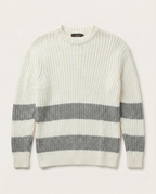 LAGOS - Signature Ribbed Knit Crewneck – Ivory & Slate Grey