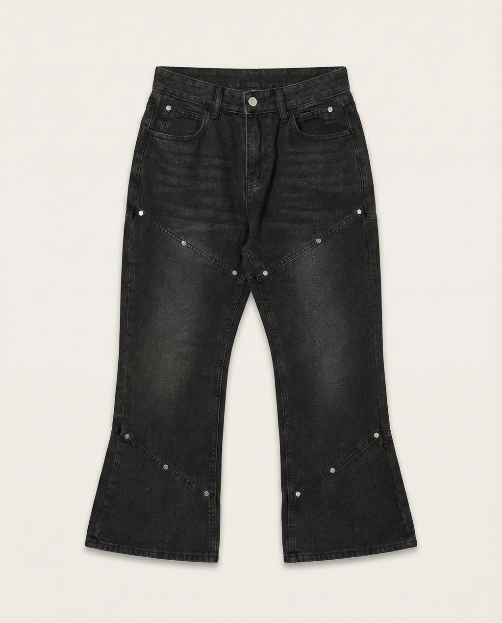 Balenciaga - Studded Panel Flared Jeans - Washed Black