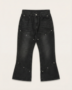 Balenciaga - Studded Panel Flared Jeans - Washed Black