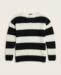 LAGOS - Bold Stripe Heavy-Gauge V-Neck – Noir & Ivory