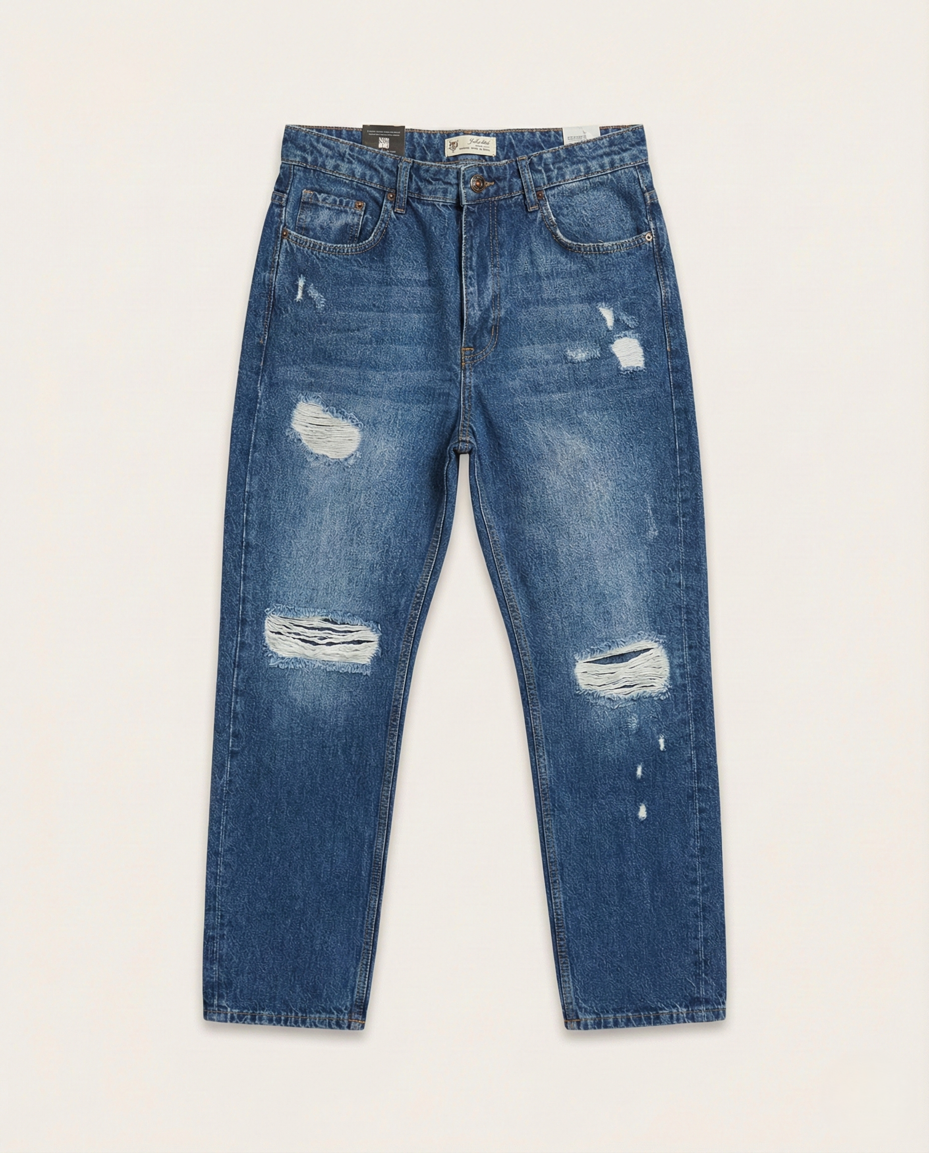 2Y Premium - Distressed Urban Tapered Jeans – Vintage Medium Blue