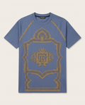 Balmain - Gold Studded Crest T-Shirt - Slate Blue