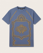 Balmain - Gold Studded Crest T-Shirt - Slate Blue