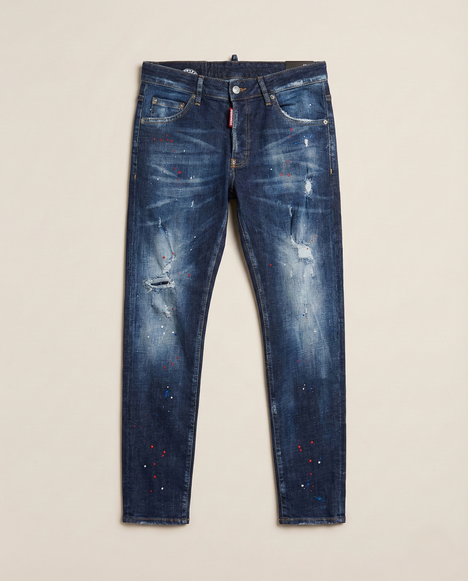 Dsquared2 - Ripped Paint-Splatter Slim Jeans | Vintage Indigo Wash