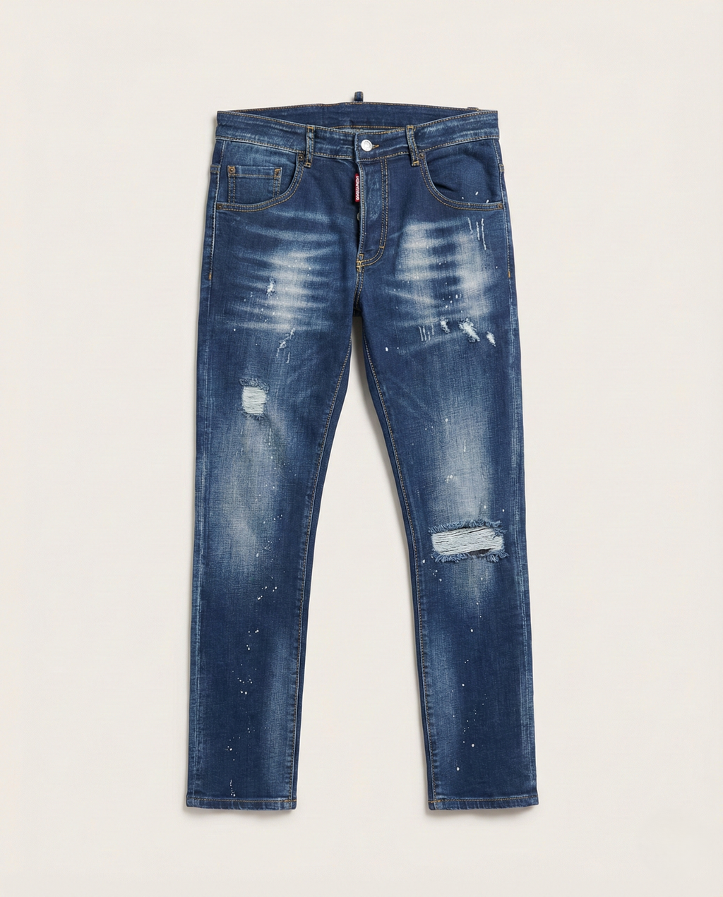 Dsquared2 - Distressed Paint-Splatter Slim Jeans | Indigo Wash