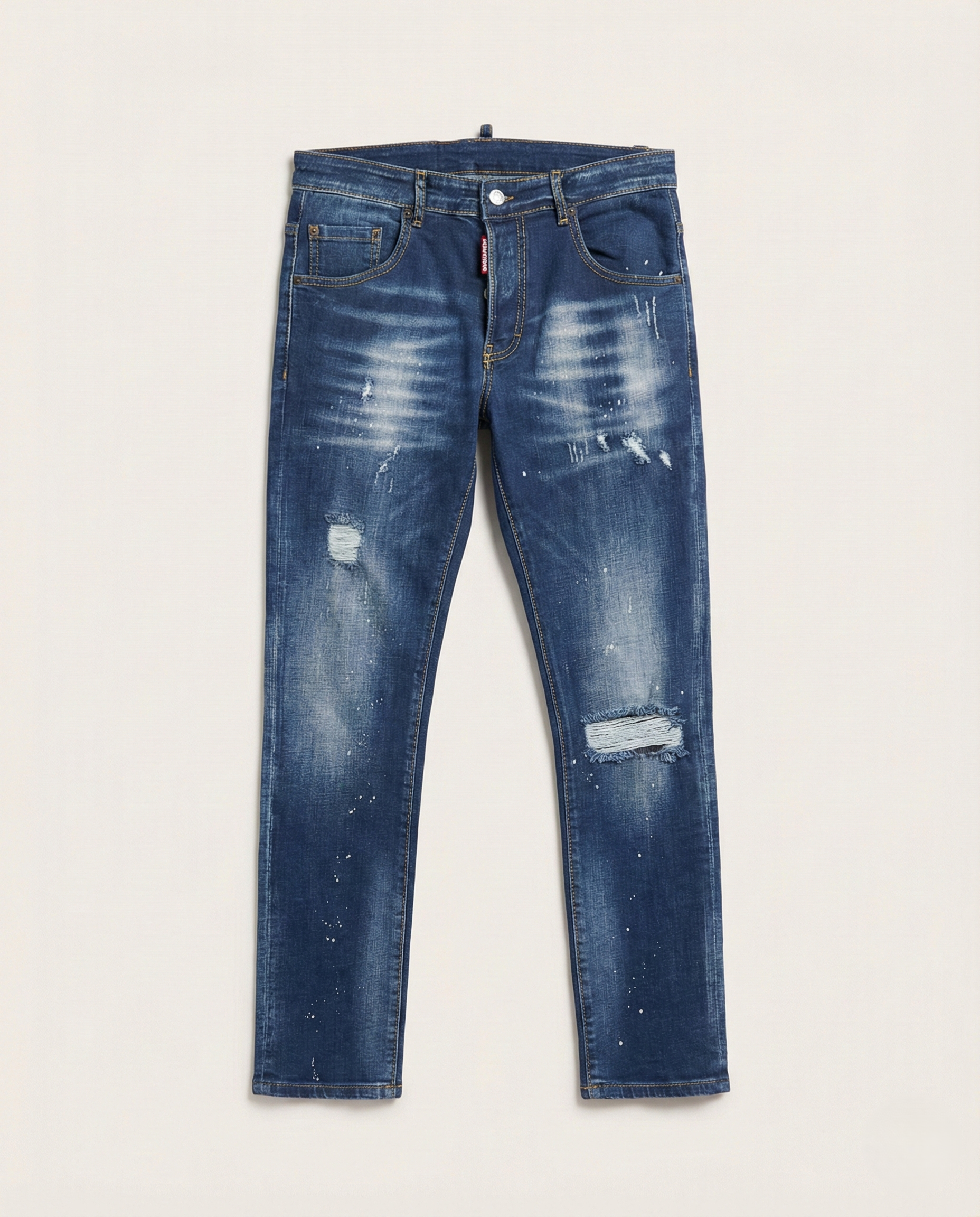 Dsquared2 - Distressed Paint-Splatter Slim Jeans | Indigo Wash