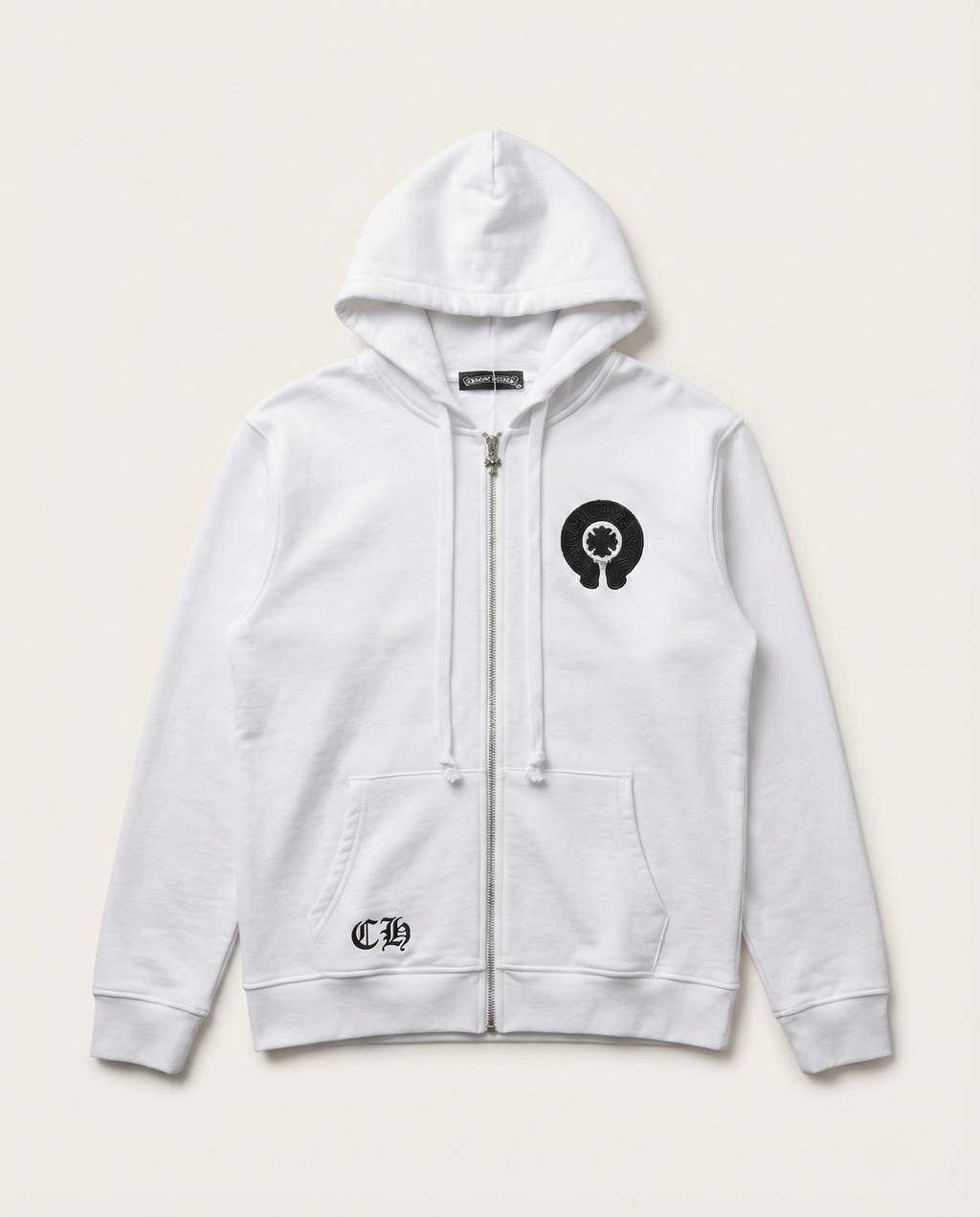 Chrome Hearts - Horseshoe Floral Zip-Up Hoodie - White