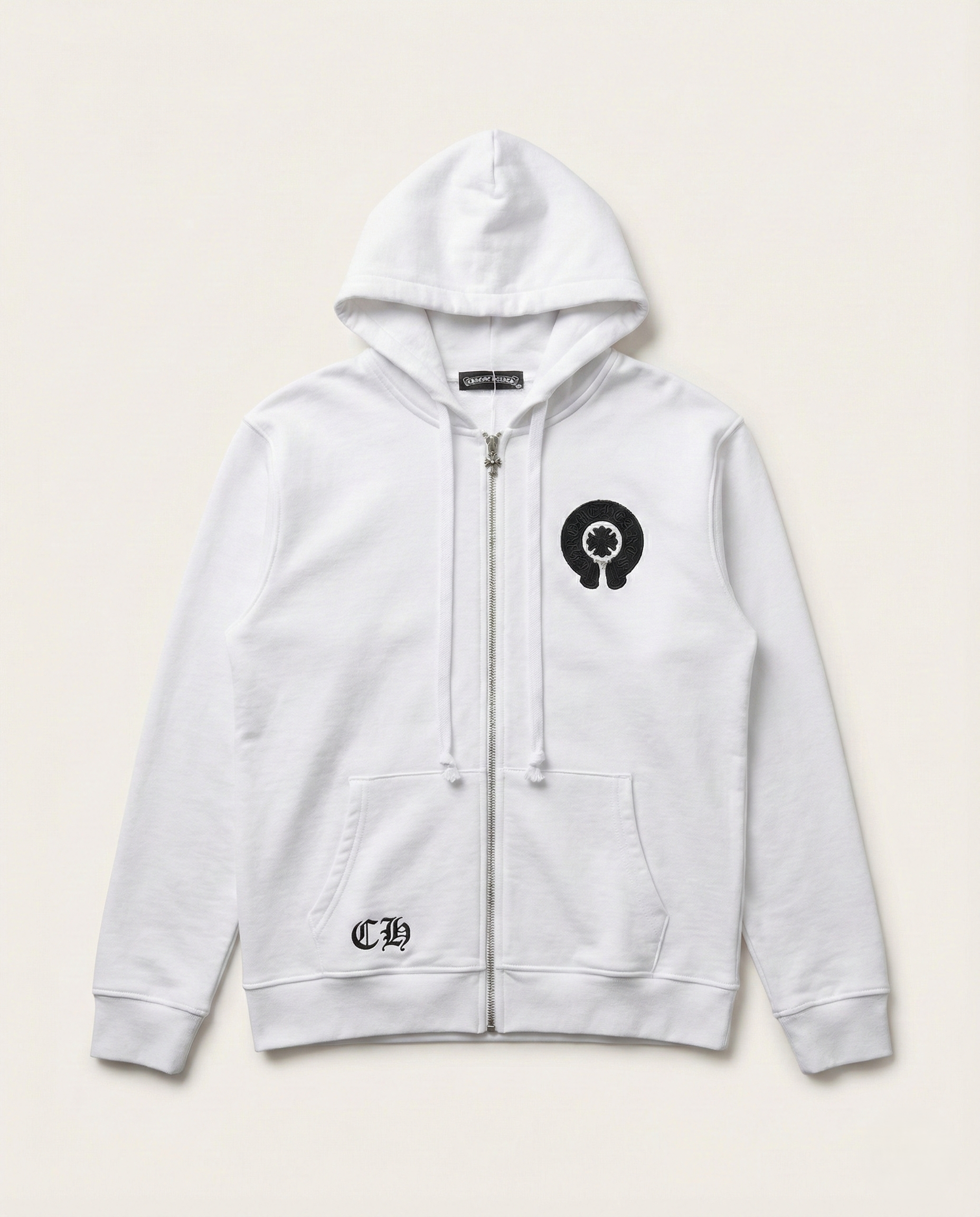 Chrome Hearts - Horseshoe Floral Zip-Up Hoodie - White