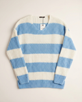LAGOS - Heavy-Gauge Azure Stripe V-Neck – Sky Blue & Ivory
