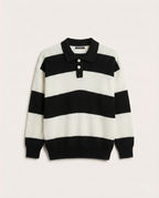 Lagos - Signature Block-Stripe Knit Polo – Black/Ecru