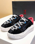 Y-3 Hicho - Platform Sneakers in Black Suede & Mesh with Red Accent