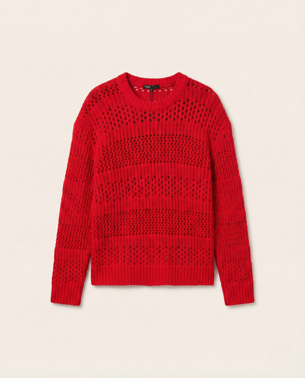 Lagos - Signature Red Open-Knit Crewneck Sweater