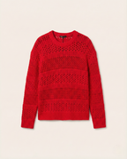 Lagos - Signature Red Open-Knit Crewneck Sweater