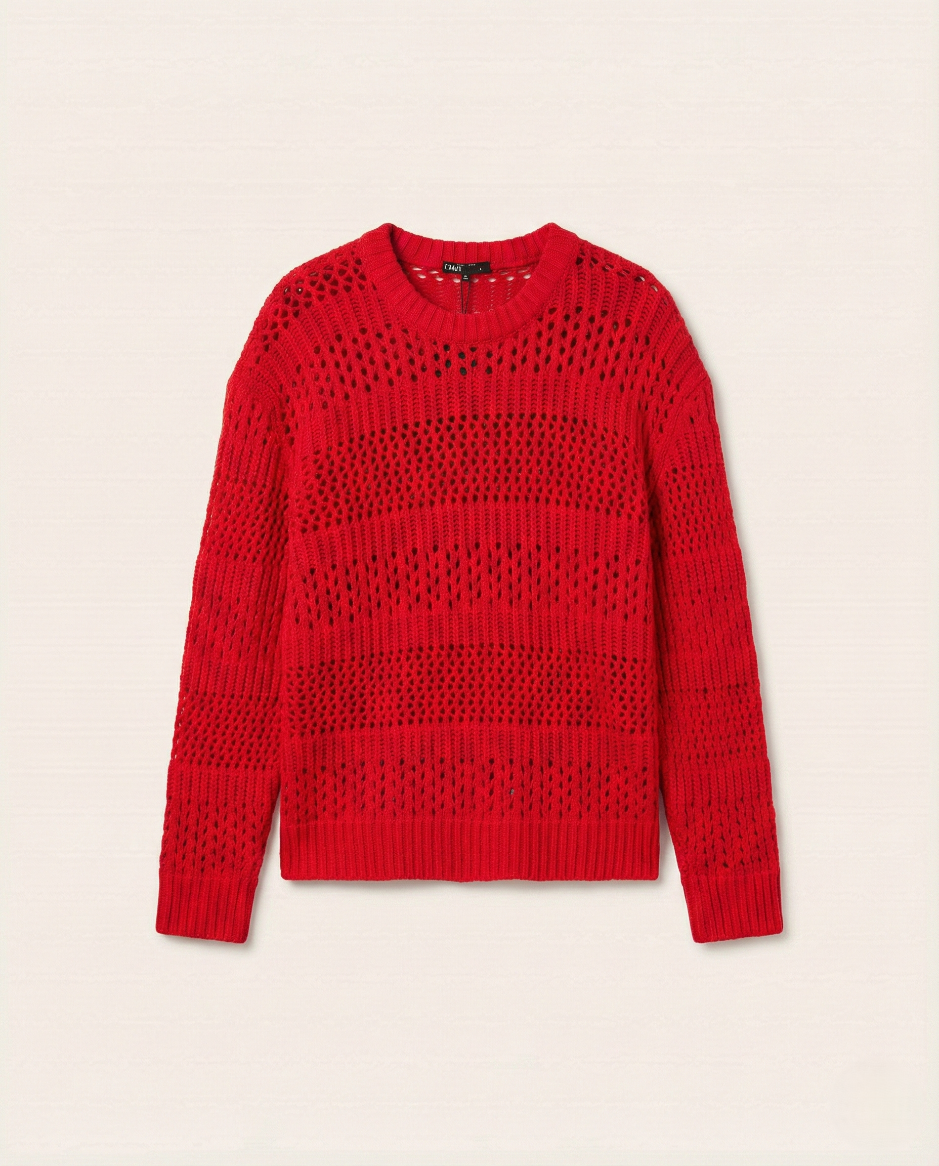 Lagos - Signature Red Open-Knit Crewneck Sweater