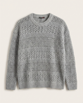 LAGOS - Open-Gauge Slate Grey Knit Crewneck