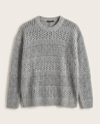 LAGOS - Open-Gauge Slate Grey Knit Crewneck