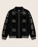 Dolce & Gabbana - "1984" Rhinestone Embellished Velvet Bomber Jacket | Black