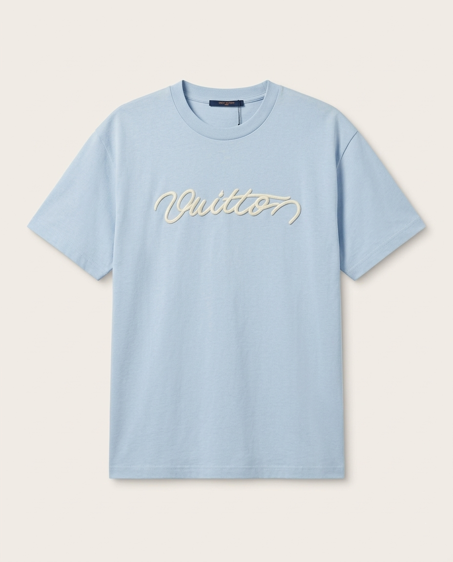 Louis Vuitton - Script Signature Embroidered T-Shirt - Light Blue