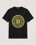 Balmain - Paris Coin Logo T-Shirt - Black & Electric Yellow