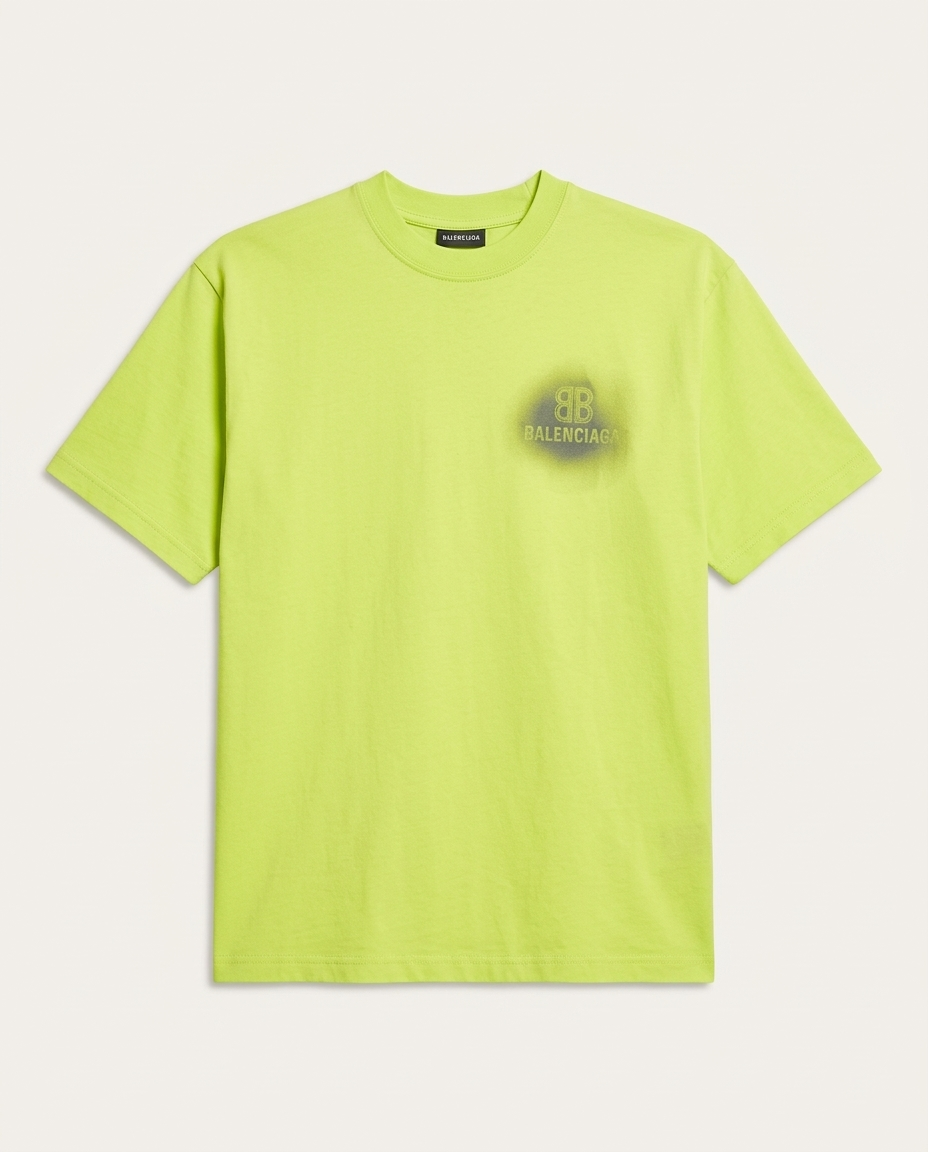 Balenciaga - Spray-Paint BB Logo T-Shirt - Neon Citron