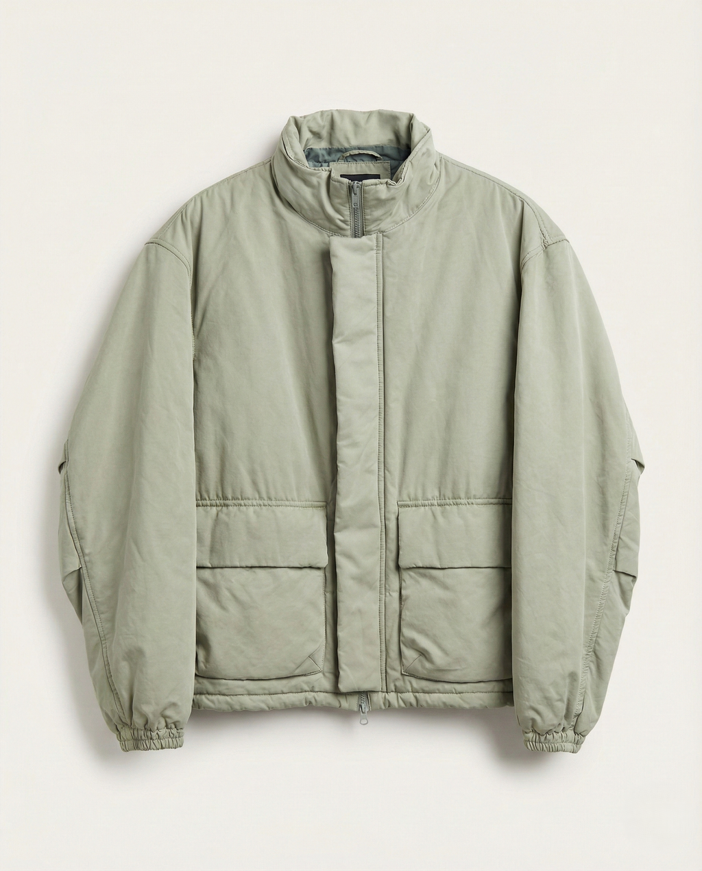 Zara - High-Neck Technical Padded Utility Jacket – Soft Sage