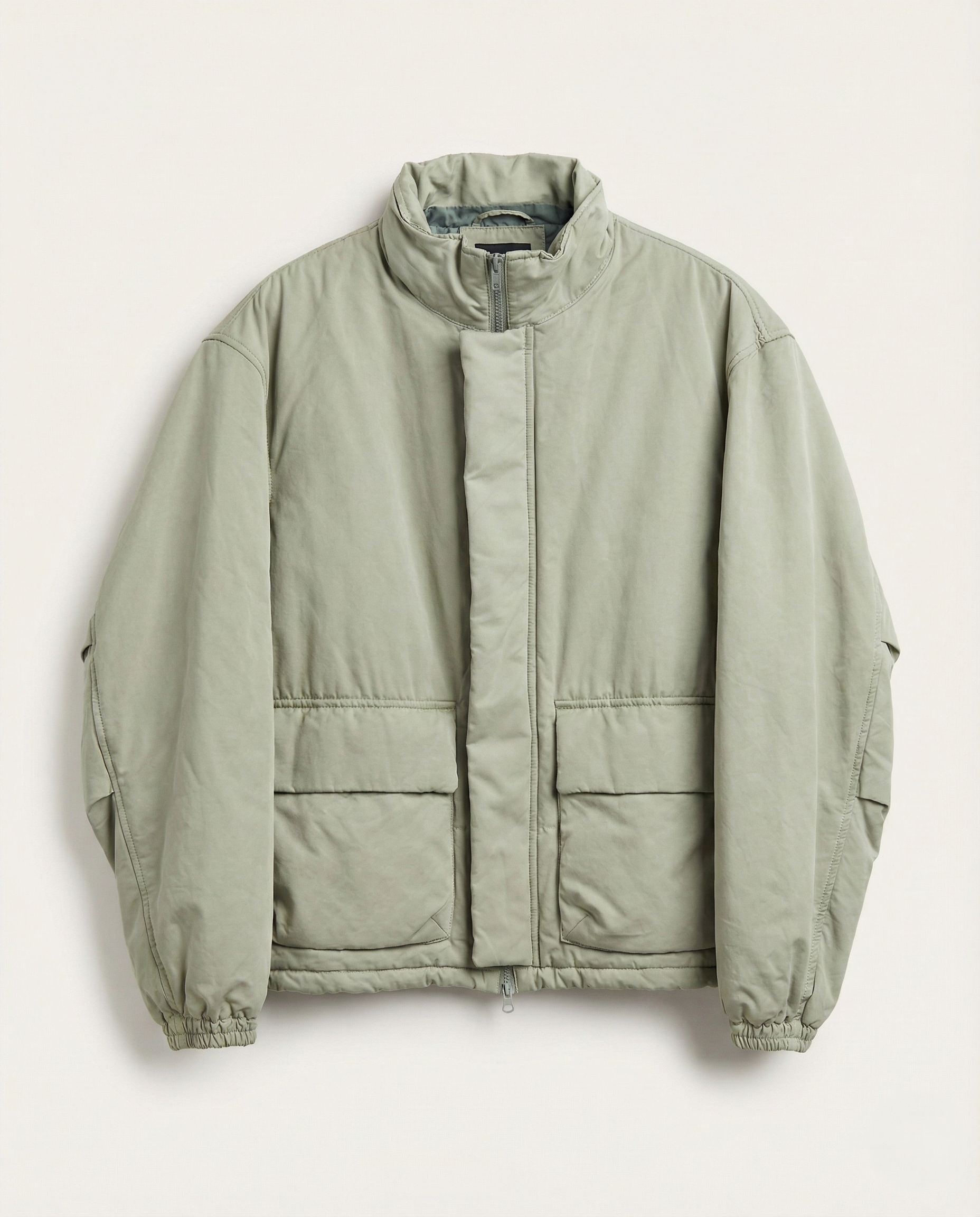 Zara - High-Neck Technical Padded Utility Jacket – Soft Sage