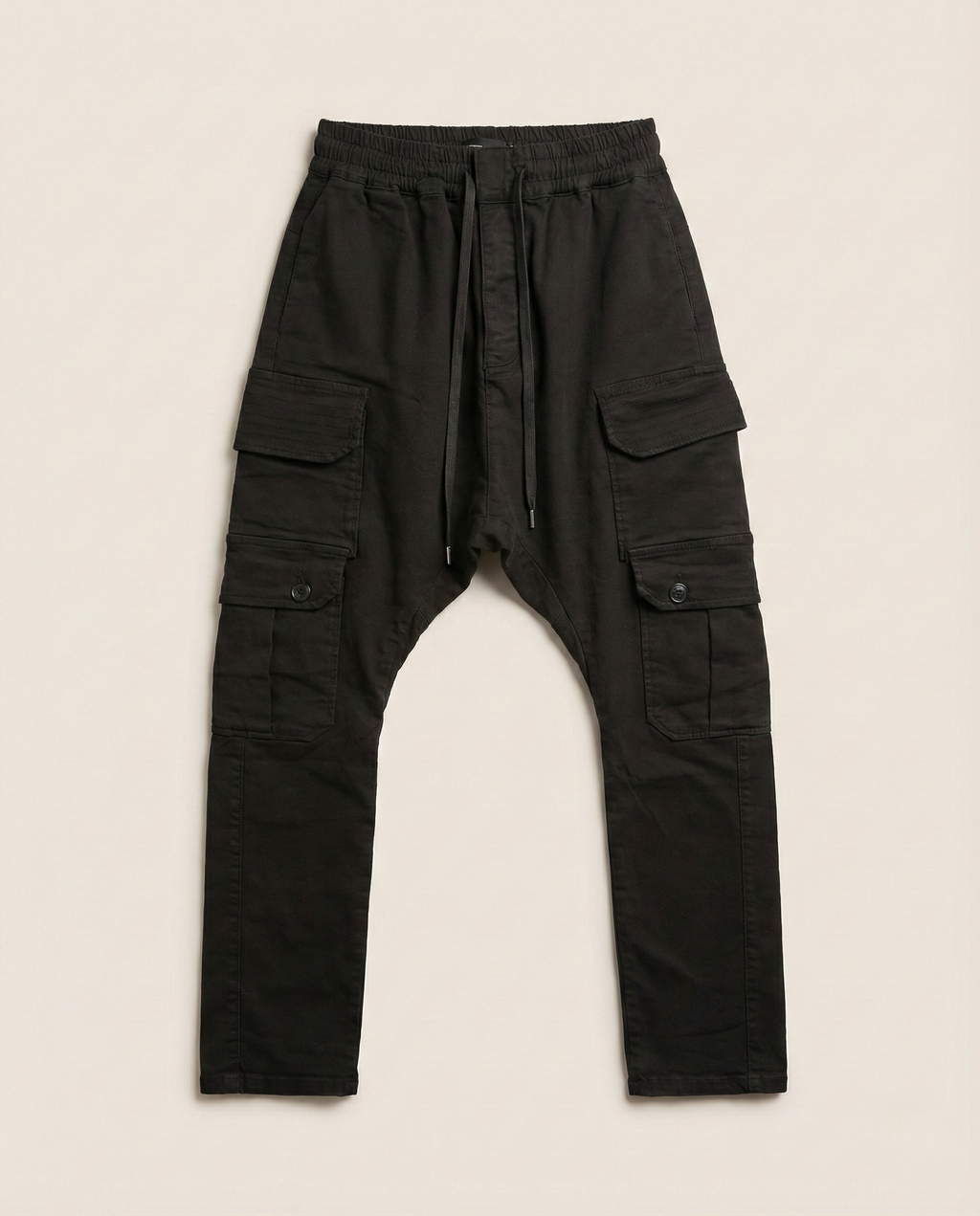 2Y Premium - Drop-Crotch Multi-Pocket Cargo Pants | Jet Black
