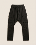 2Y Premium - Drop-Crotch Multi-Pocket Cargo Pants | Jet Black