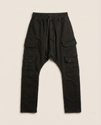 2Y Premium - Drop-Crotch Multi-Pocket Cargo Pants | Jet Black