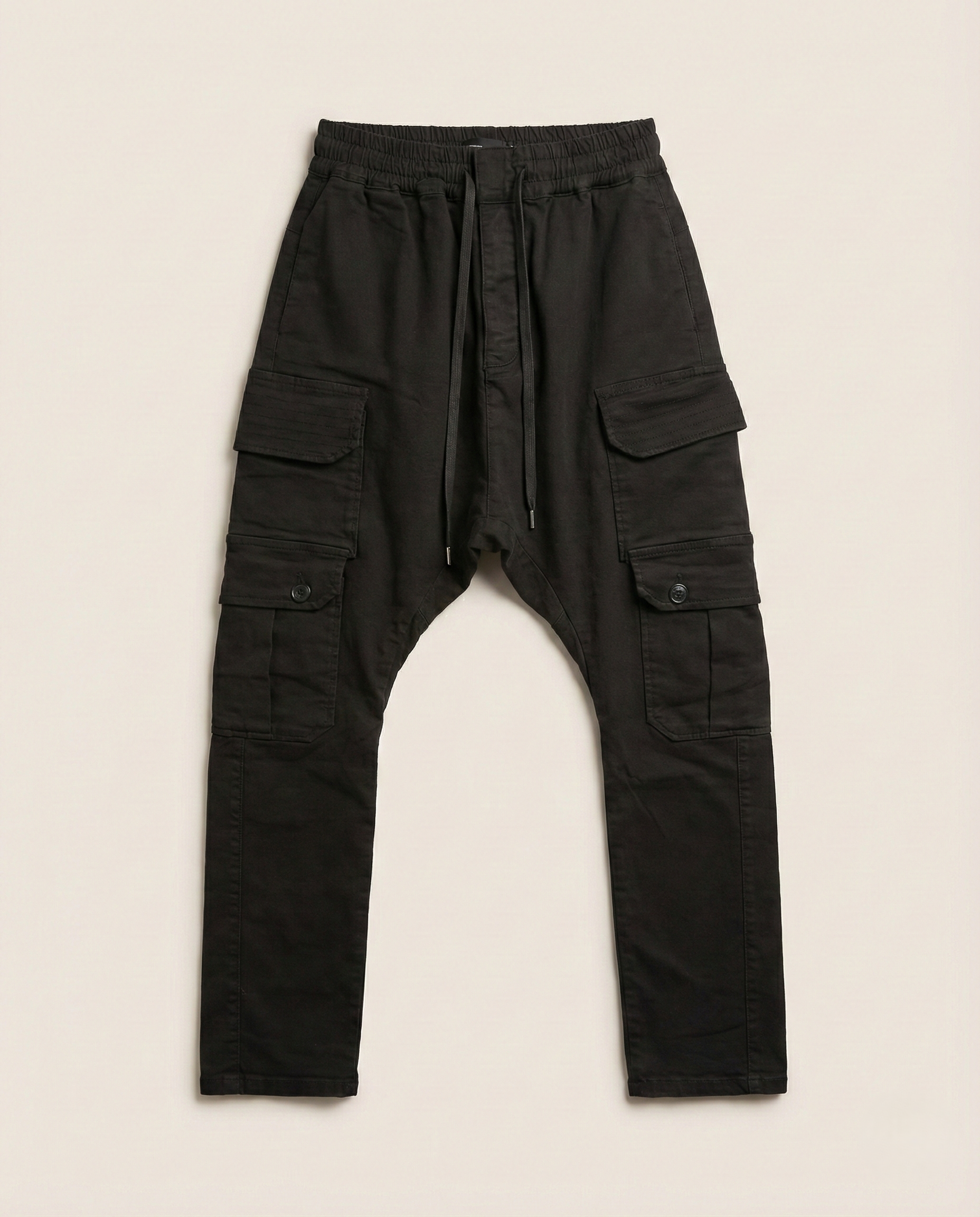 2Y Premium - Drop-Crotch Multi-Pocket Cargo Pants | Jet Black