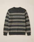 Store.eg - Men's Textured Knit Crewneck Sweater - Charcoal & Cream Stripe