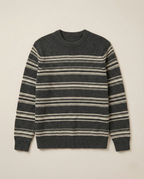 Store.eg - Men's Textured Knit Crewneck Sweater - Charcoal & Cream Stripe