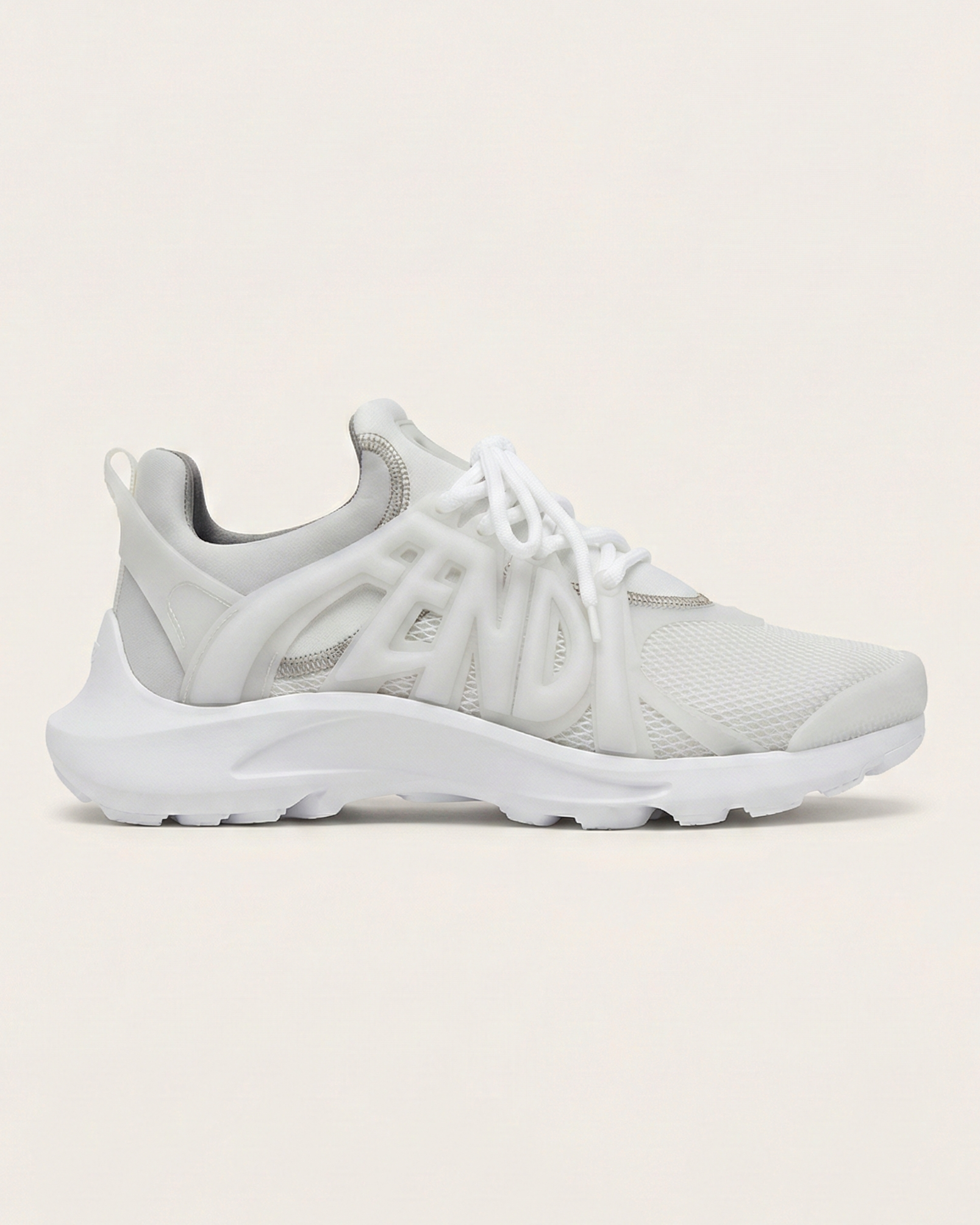 Fendi - Flow White Mesh & Logo Cage Sneakers