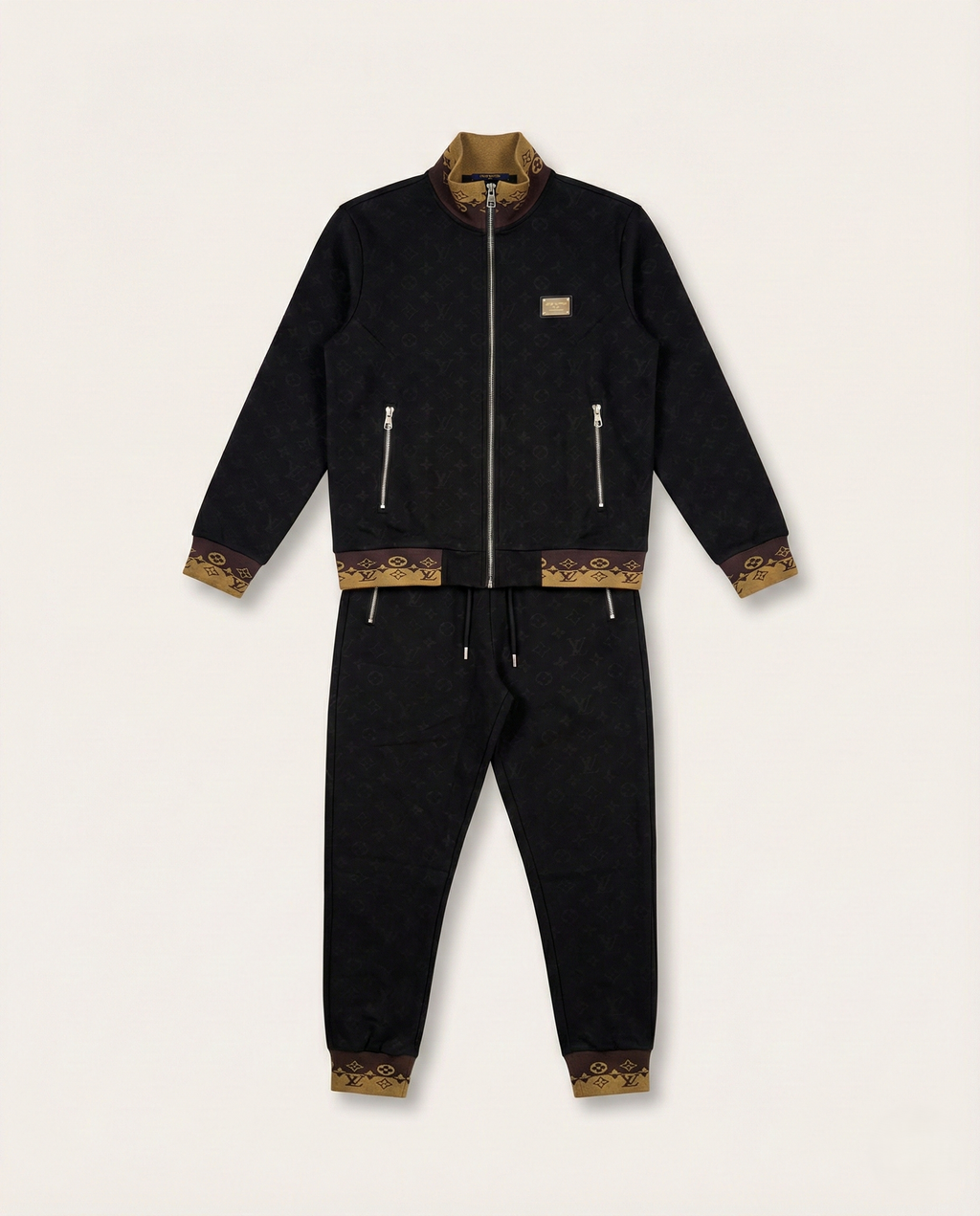 Louis Vuitton - Monogram Embossed Technical Tracksuit Set – Black & Gold