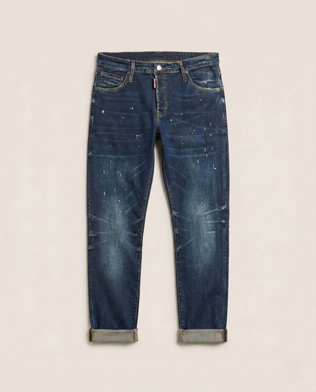 Dsquared2 - Paint-Splatter Distressed Slim Jeans | Dark Wash Denim