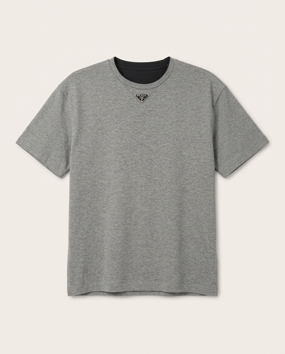 Prada - Enamel Triangle Logo T-Shirt - Heather Charcoal