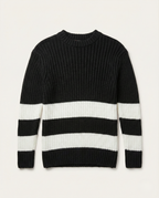 Lagos - Heavyweight Ribbed Knit Sweater with Bold Block Stripes - Black/White