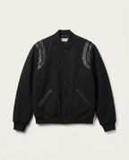 Saint Laurent - Iconic Teddy Jacket - Black Wool with Leather Trim