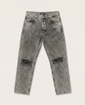 Uneffected - Distressed Charcoal Acid Wash Jeans | Signature Embroidery